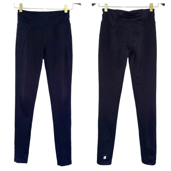 Sweaty Betty leggings full-length zipper pocket continuous drawcord black XXS - Picture 1 of 4